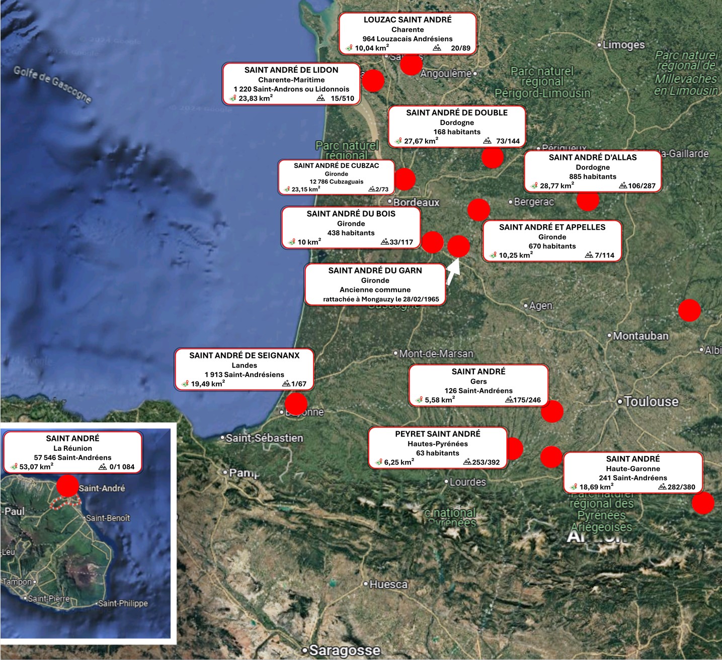 Zoom sur les Saint André du sud-ouest de la France